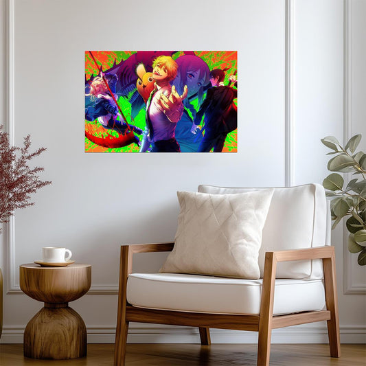 Chainsaw Man Group Art | Anime Poster | Denji Makima Power Print - Anime Poster