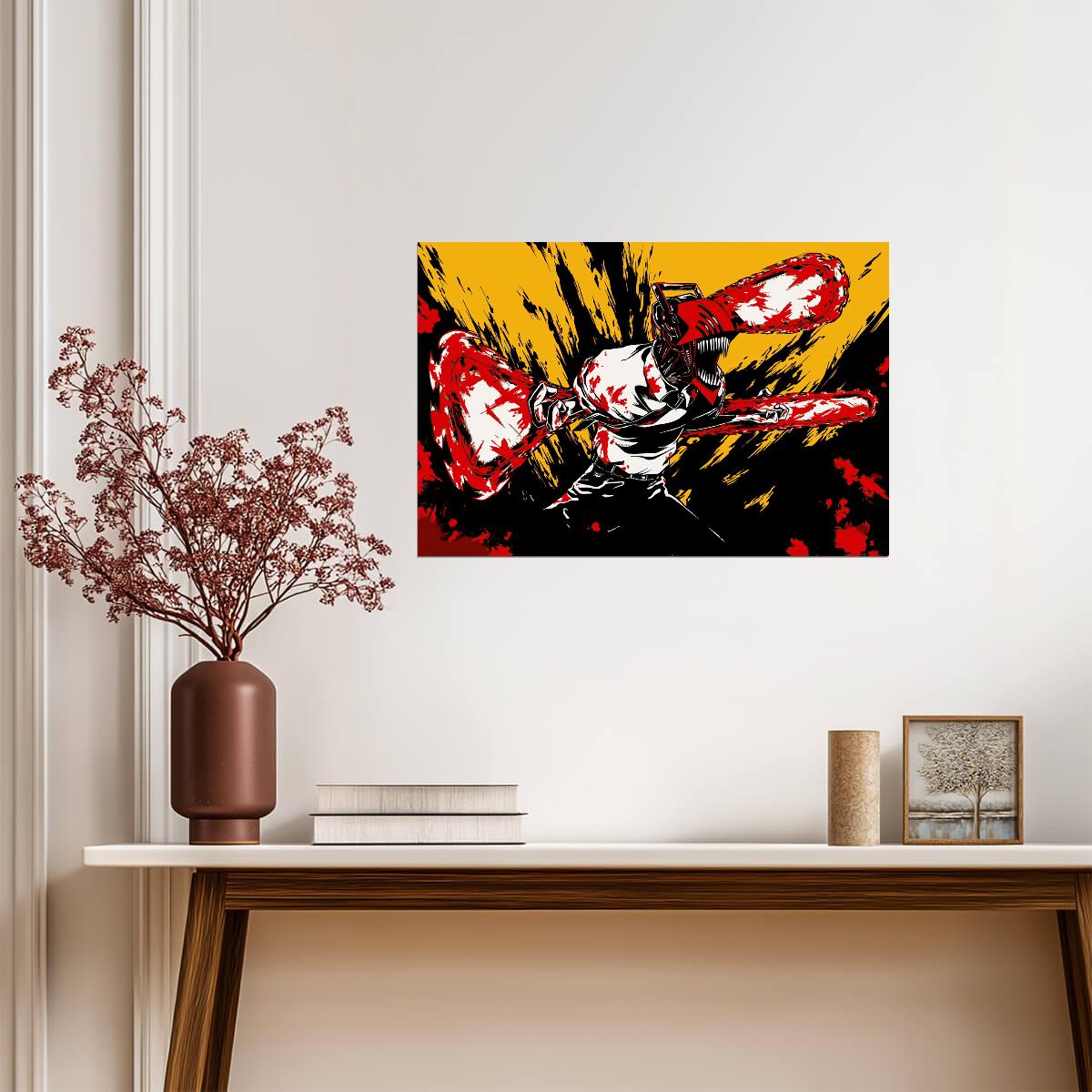 Chainsaw Man Dual Saw Action | Anime Poster | Stylized Manga Print - Anime Poster