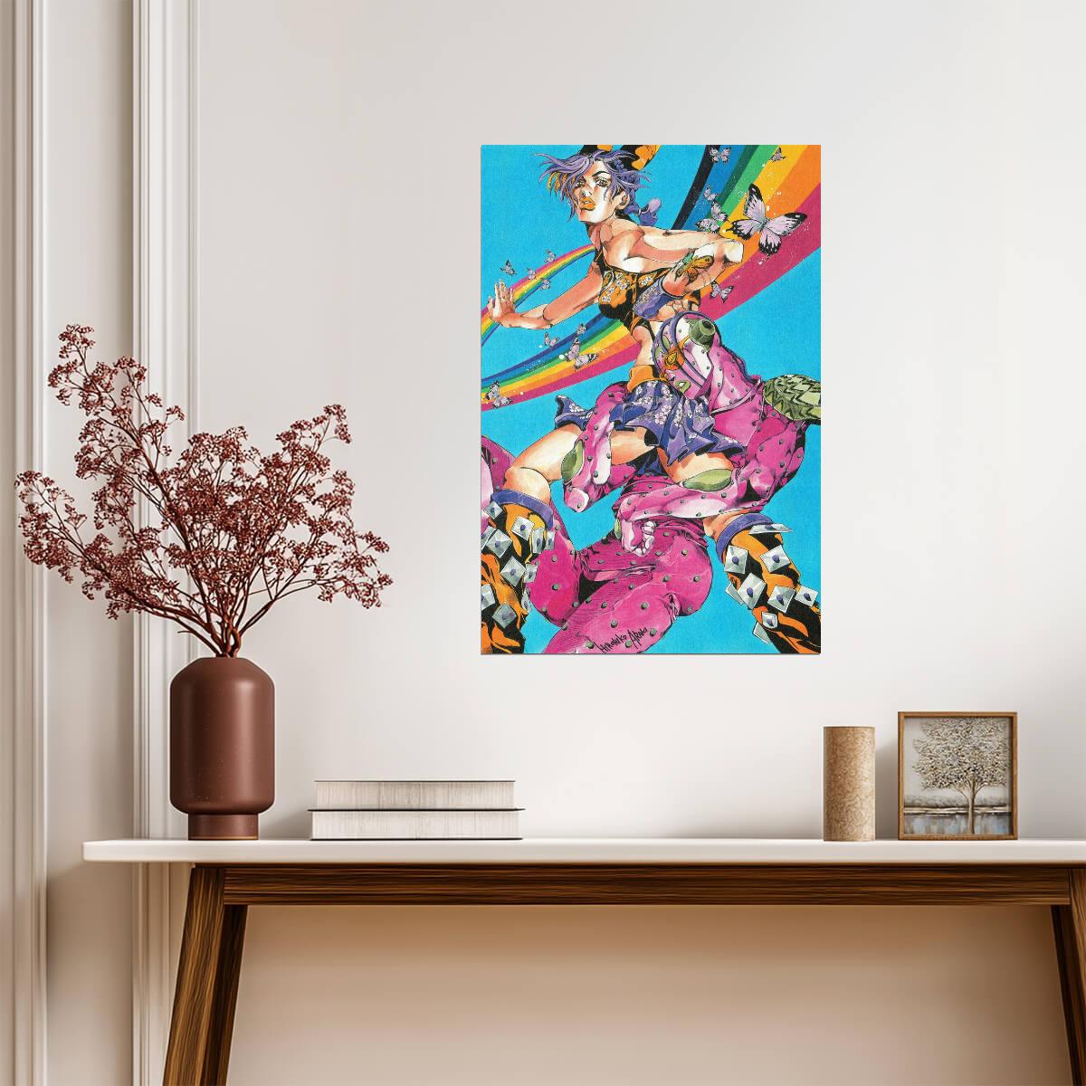 JoJo's Bizarre Adventure Stone Ocean Rainbow | Anime Poster | Colorful Manga Wall Art - Anime Poster