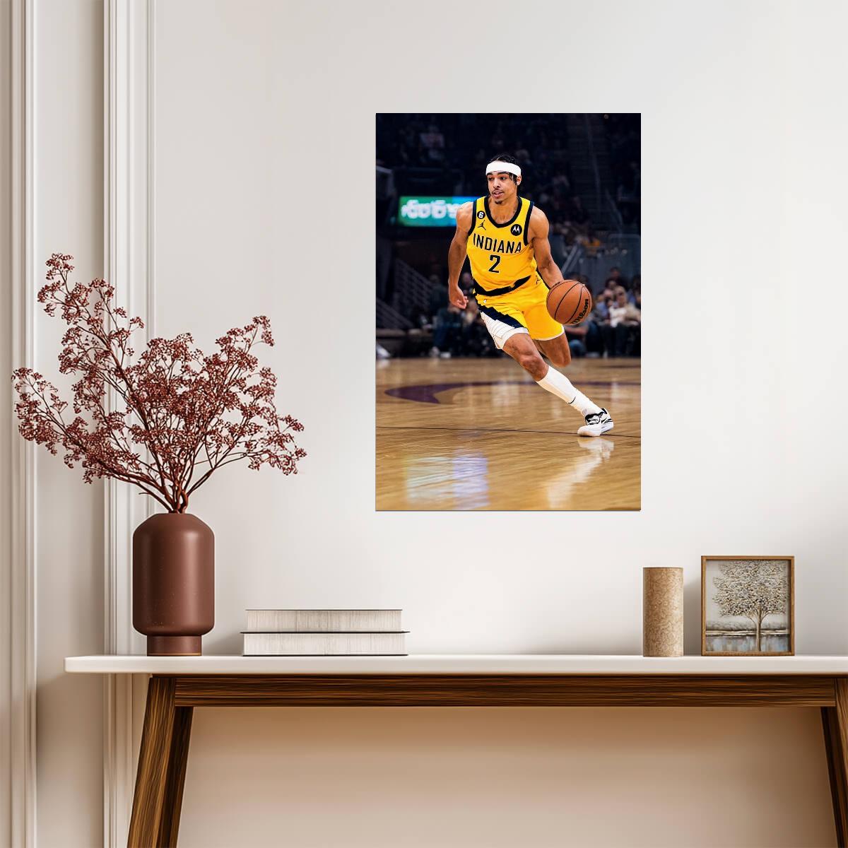 Andrew Nembhard Dribbling Action | Basketball Poster | Indiana Pacers Fan Gift - Sports Poster