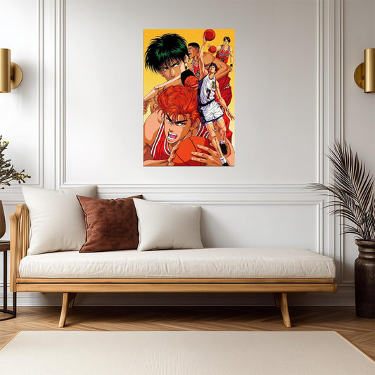 Slam Dunk Hanamichi & Rukawa Battle | Anime Poster | Sports Manga Decor - Anime Poster