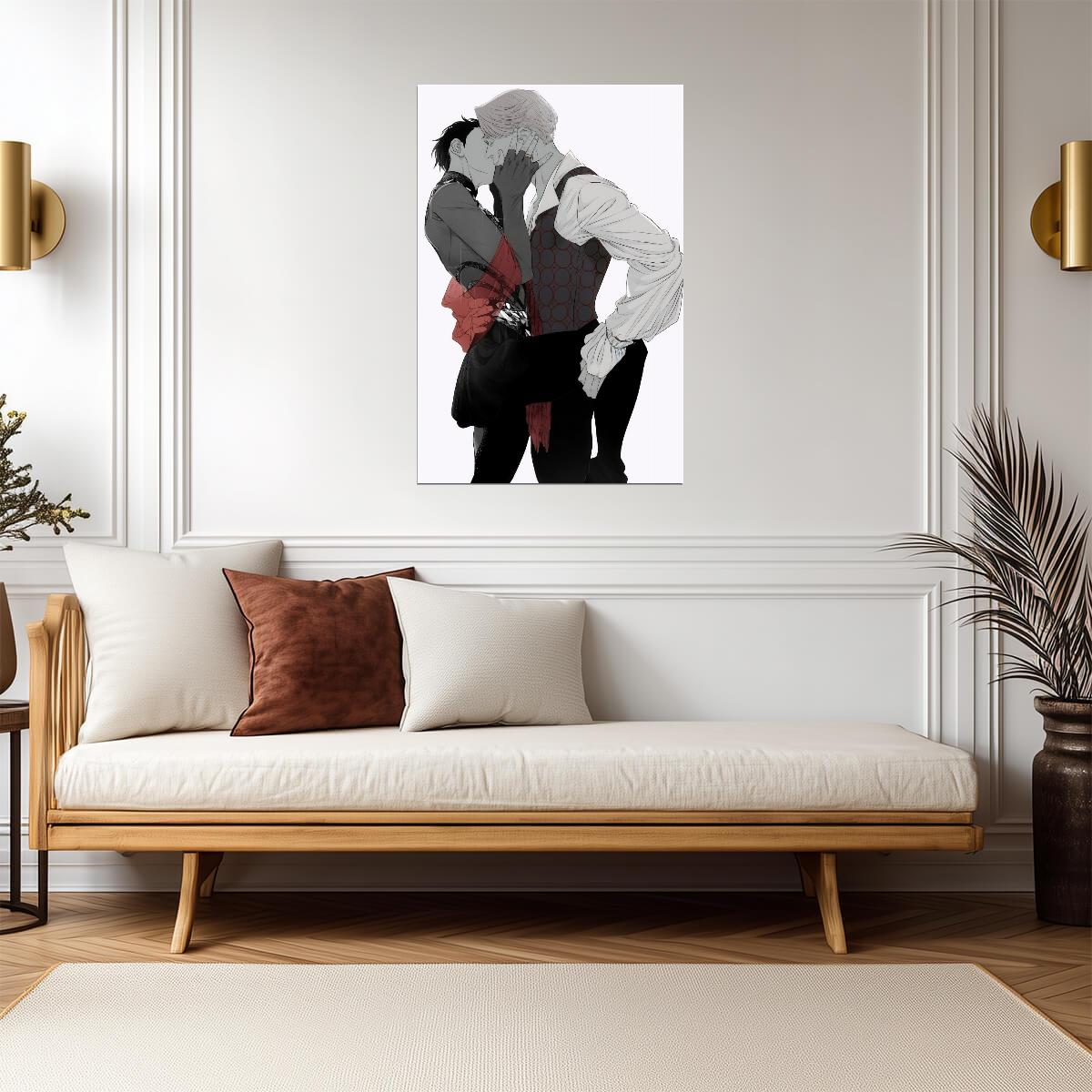 Yuri on Ice Yuuri & Victor Kiss Scene | Anime Poster | Yaoi Style Romance Print - Anime Poster
