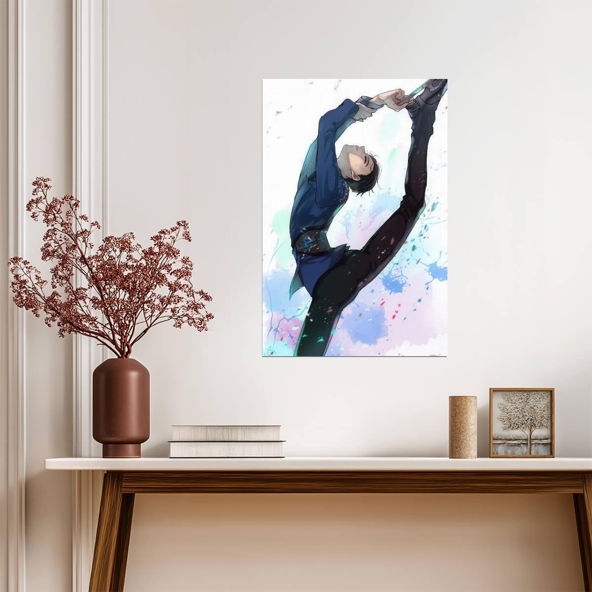 Yuri on Ice Yuuri Katsuki Skating Pose | Anime Poster | Artistic Figure Skating Art - Anime Poster