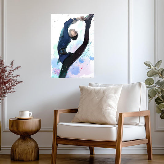 Yuri on Ice Yuuri Katsuki Skating Pose | Anime Poster | Artistic Figure Skating Art - Anime Poster