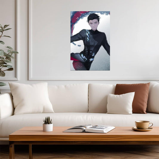Yuri on Ice Yuuri Katsuki Black Outfit | Anime Poster | Minimalist Anime Decor - Anime Poster