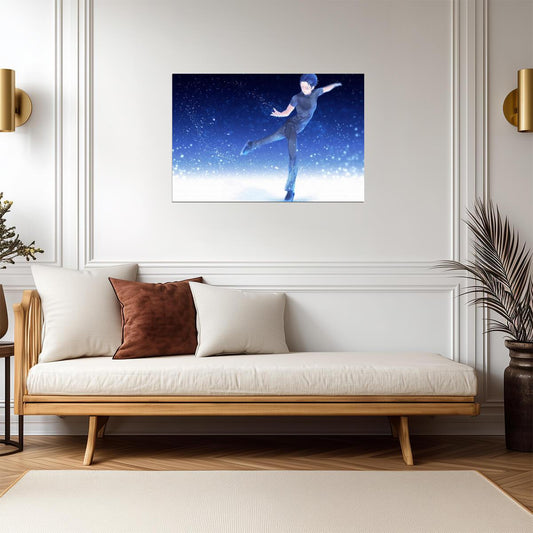 Yuri on Ice Yuuri Katsuki On Ice | Anime Poster | Cinematic Figure Skating Print - Anime Poster