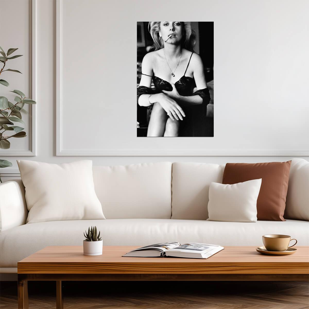 Catherine Deneuve in Lace Outfit Poster | Black and White Portrait Print - Celebrities Poster