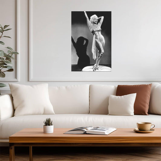 Mamie Van Doren Elegant Pose Poster | Black and White 1950s Wall Art Print - Celebrities Poster