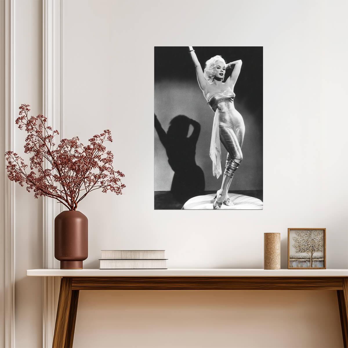 Mamie Van Doren Elegant Pose Poster | Black and White 1950s Wall Art Print - Celebrities Poster