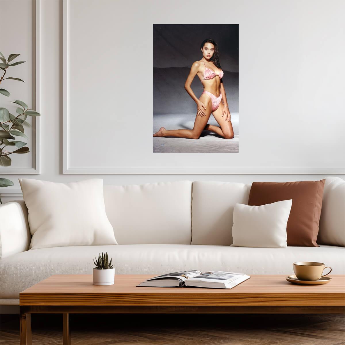 Angelina Jolie in Pink Bikini Poster | Sexy Actress Wall Art Print - Celebrities Poster