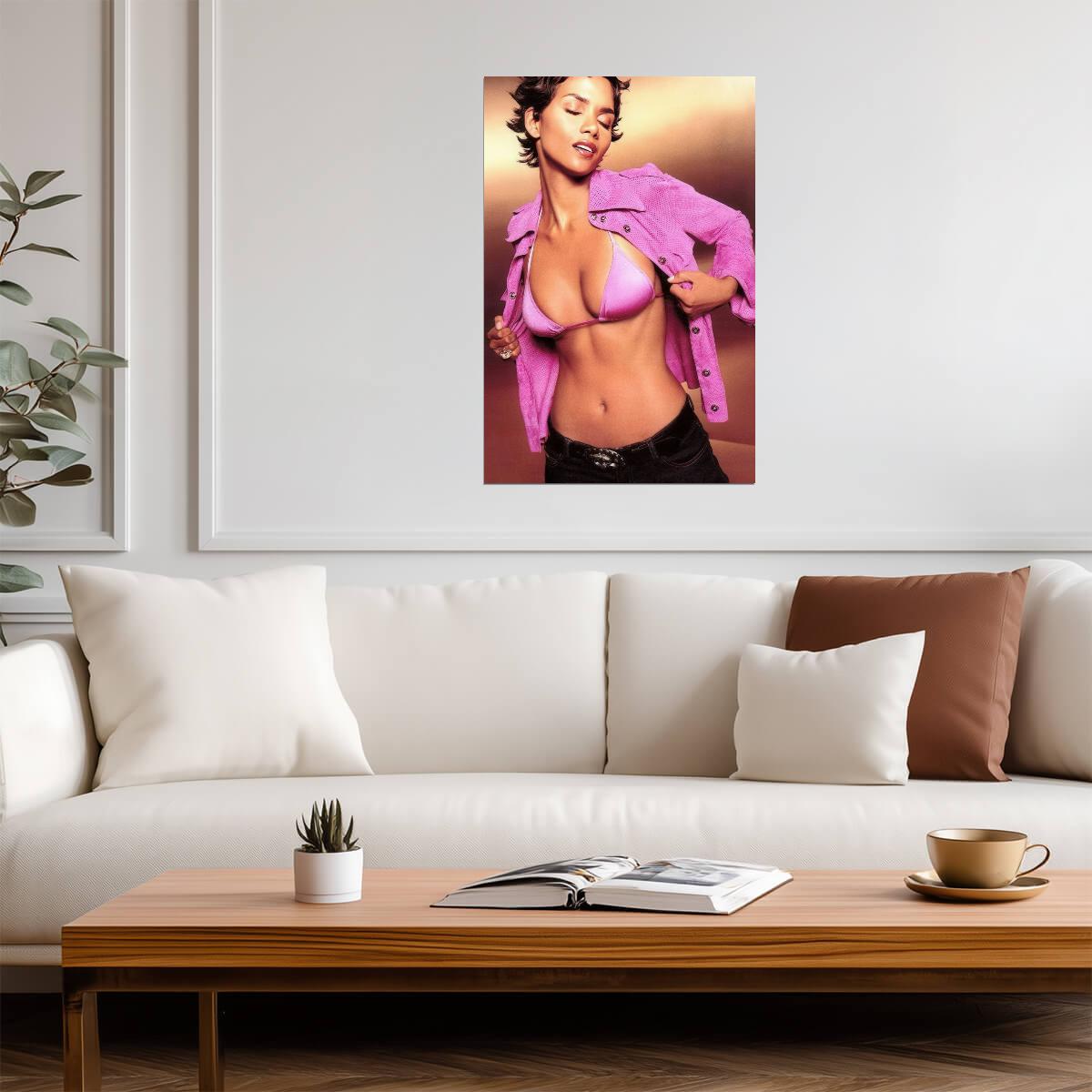 Halle Berry in Pink Bikini Poster | Sexy Actress Wall Art Print - Celebrities Poster