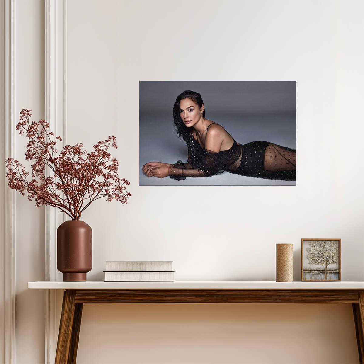 Gal Gadot in Sheer Black Outfit Poster | Sexy Actress Wall Art Print - Celebrities Poster