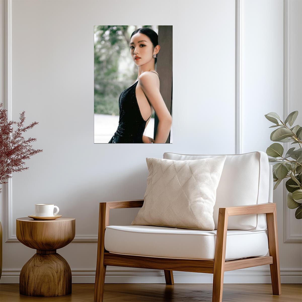 Tian Xi Wei in Black Dress Poster | Actress Wall Art Print - Celebrities Poster