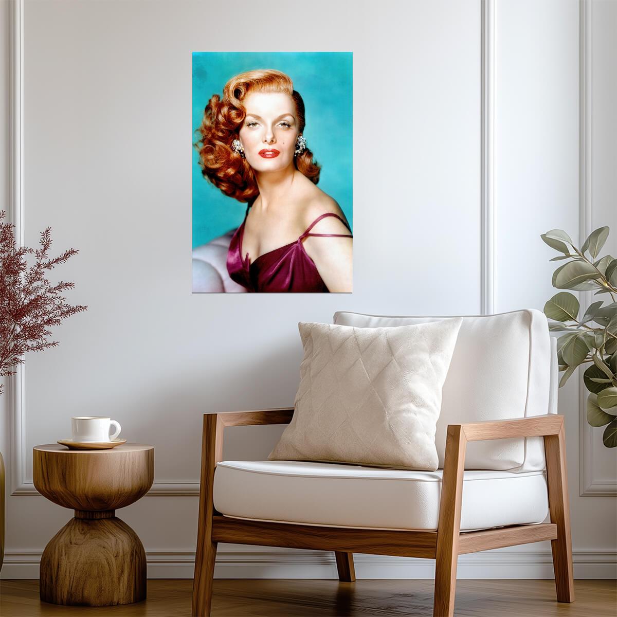 Jane Russell in Plum Dress Poster | Glamour Portrait Wall Art Print - Celebrities Poster
