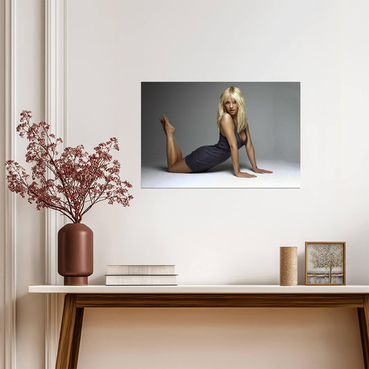 Elisha Cuthbert in Dark Dress Poster | Lying Pose Wall Art Print - Celebrities Poster