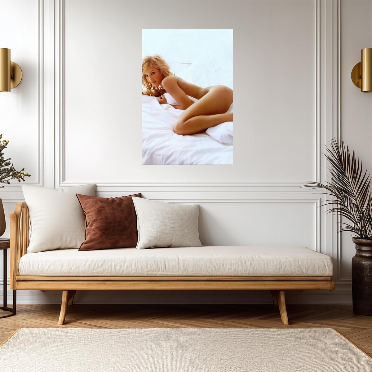 Jessica Alba Nude Poster | Lying Pose Wall Art Print - Celebrities Poster