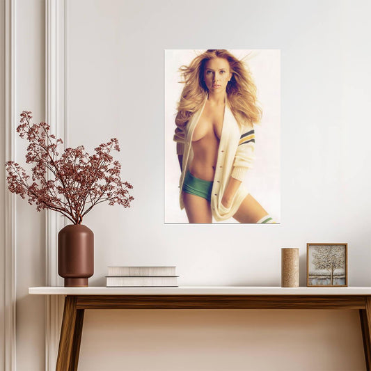 Scarlett Johansson in Green Shorts Poster | Sexy Actress Wall Art Print - Celebrities Poster