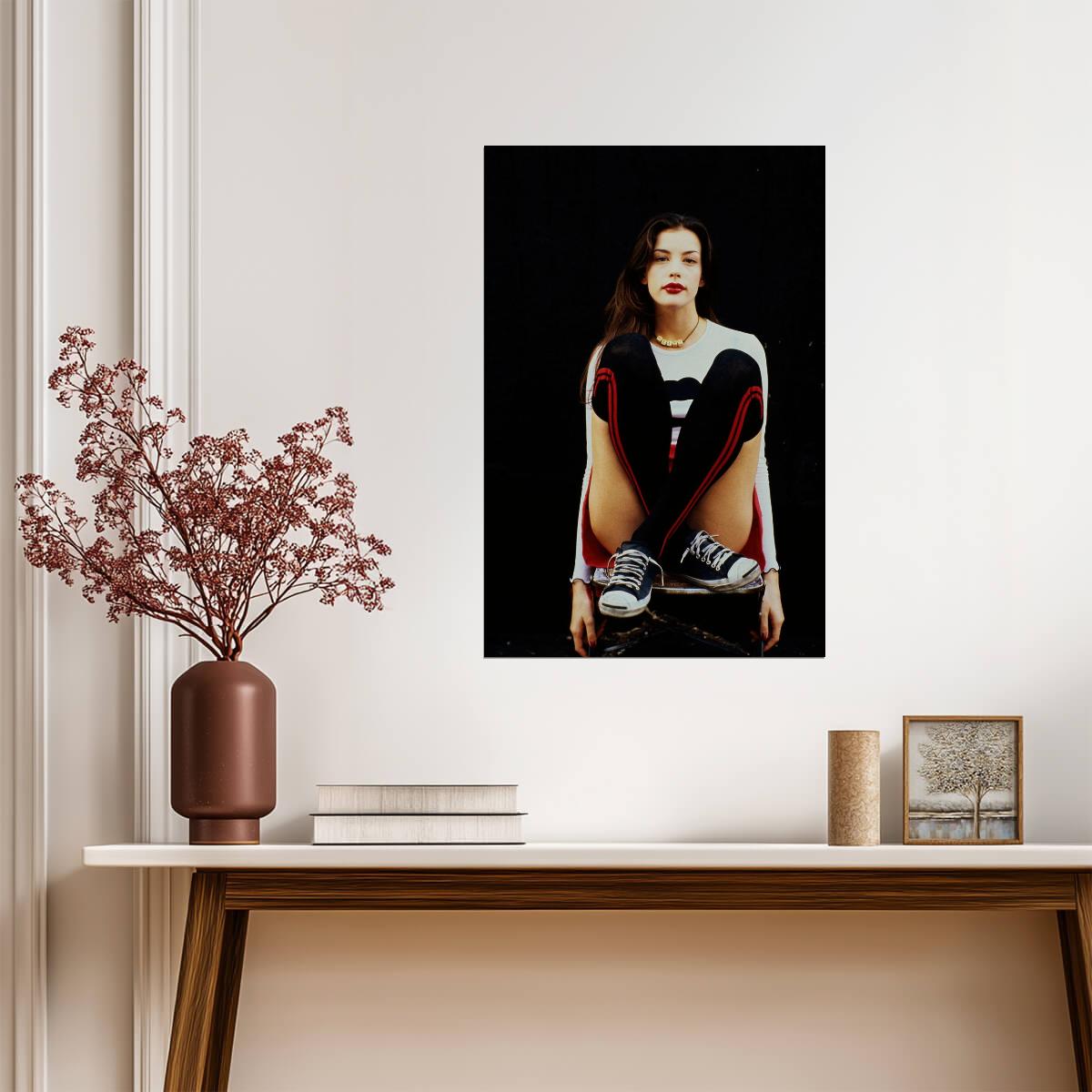 Liv Tyler Sneakers Poster | Vintage Red Lipstick Wall Art Print - Celebrities Poster