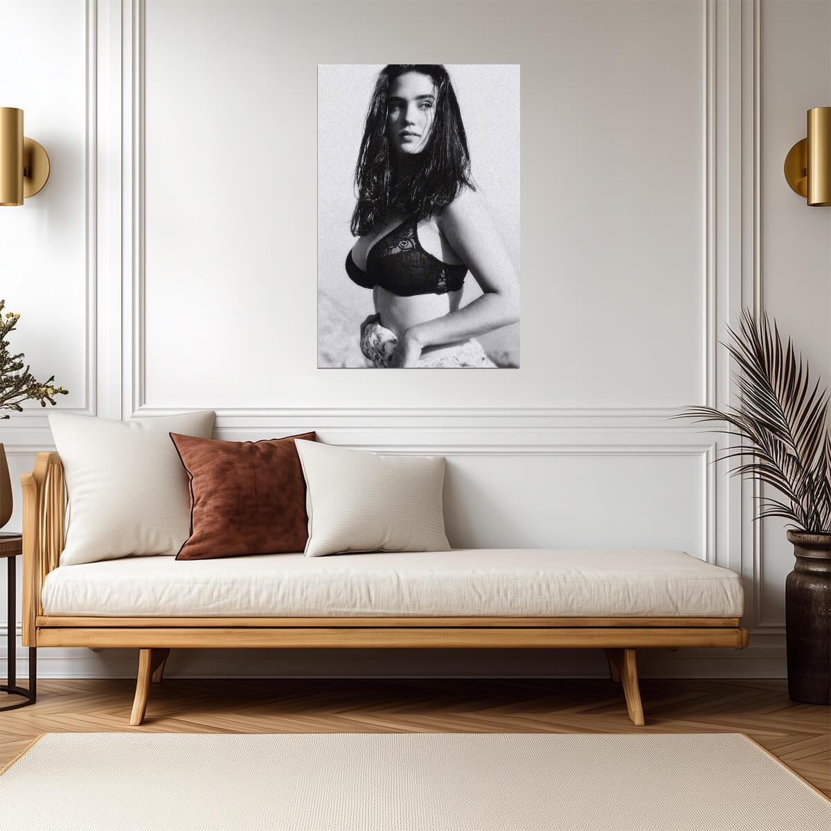 Jennifer Connelly in Black Lingerie Poster | Black and White Portrait Print - Celebrities Poster