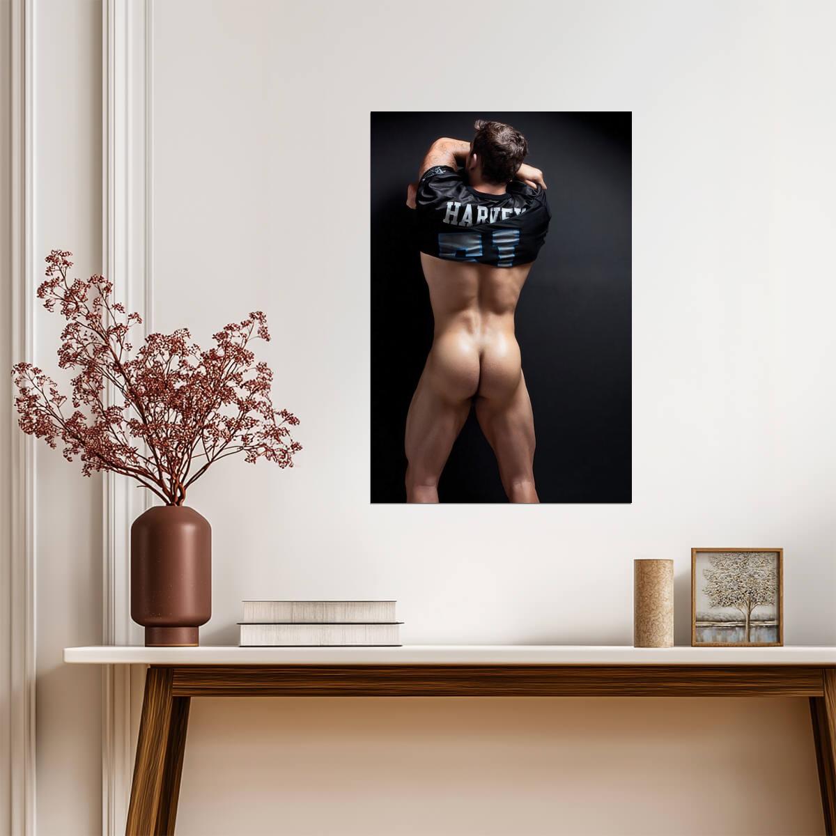 Male Nude Pin-Up Poster | Sports Jersey Photo - Photography Poster