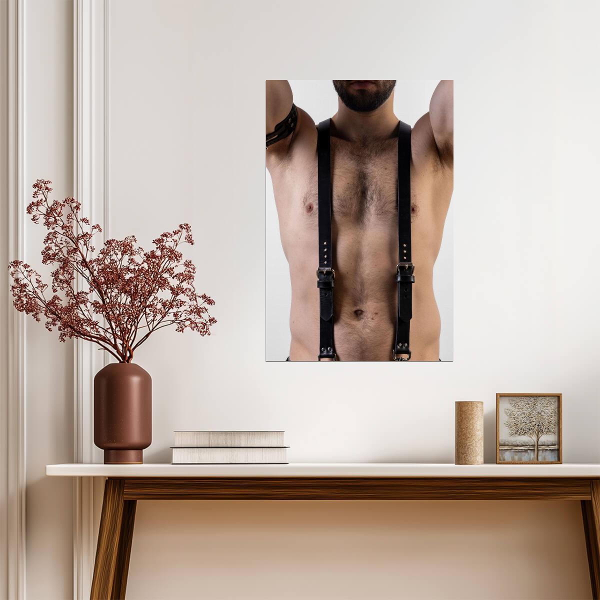 Male Torso Poster | Leather Suspenders Photo - Photography Poster