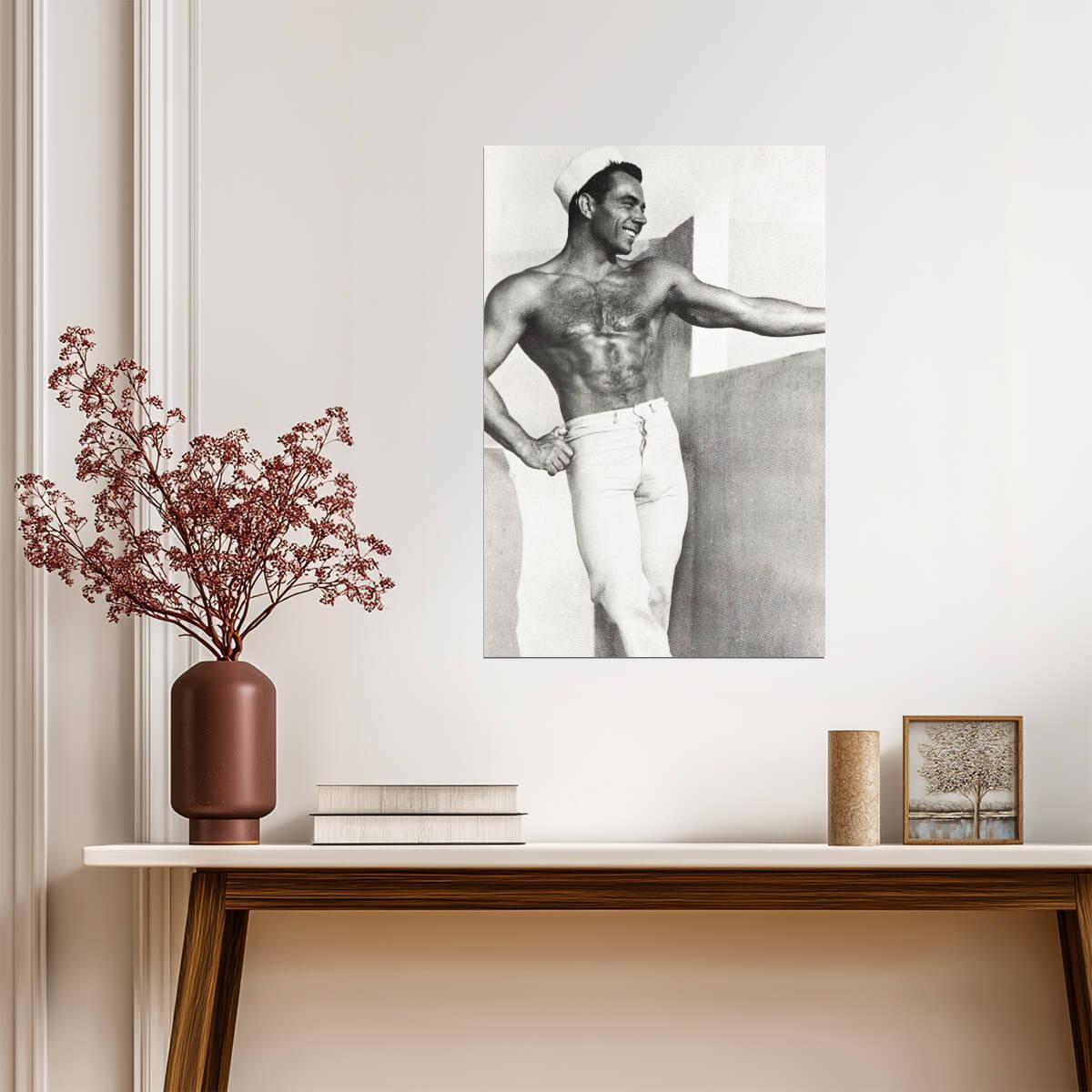 Vintage Style Male Model Poster | Smiling Sailor Portrait - Photography Poster