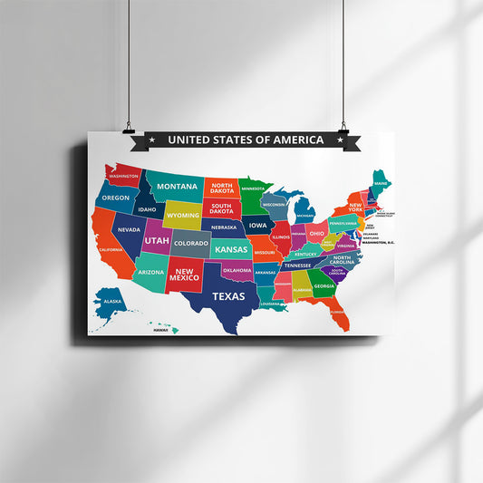 USA Map | Classic Educational United States Classroom Map Poster