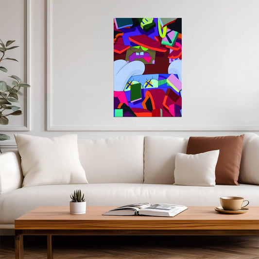 Abstract Geometric Pop Art | Vibrant Wall Art | Colorful Contemporary Poster