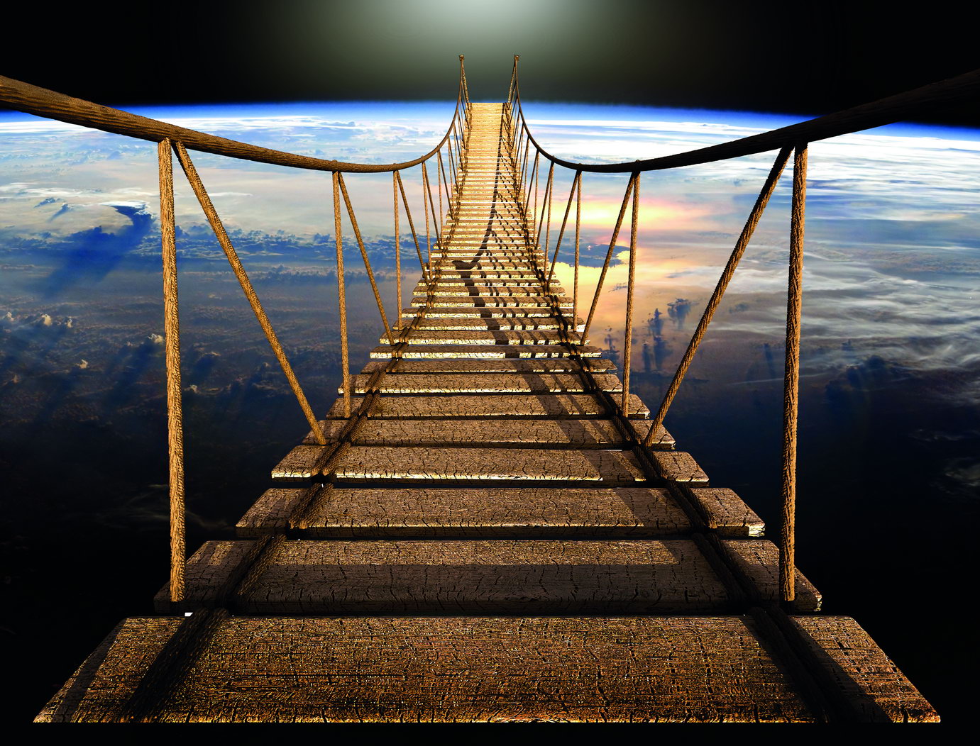 Bridge Over The Earth | Surreal Art Print | Cosmic Landscape Poster