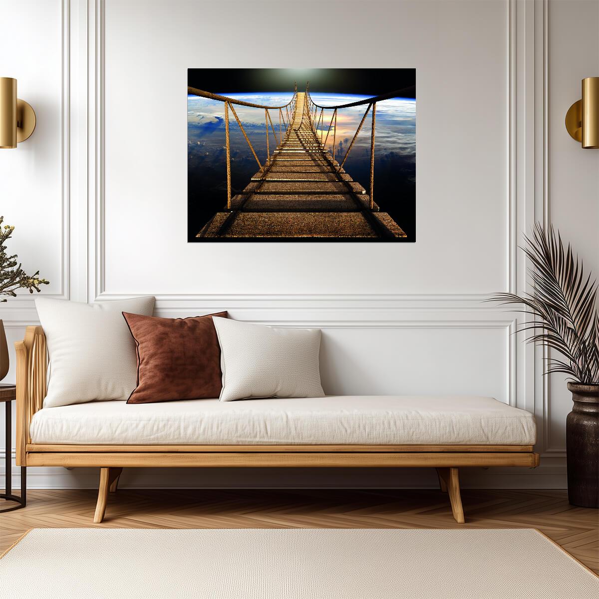 Bridge Over The Earth | Surreal Art Print | Cosmic Landscape Poster