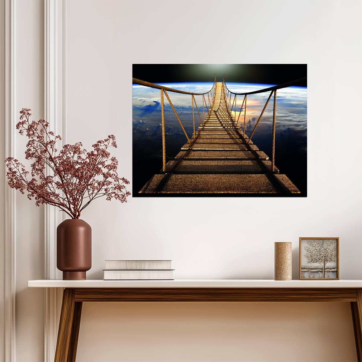 Bridge Over The Earth | Surreal Art Print | Cosmic Landscape Poster