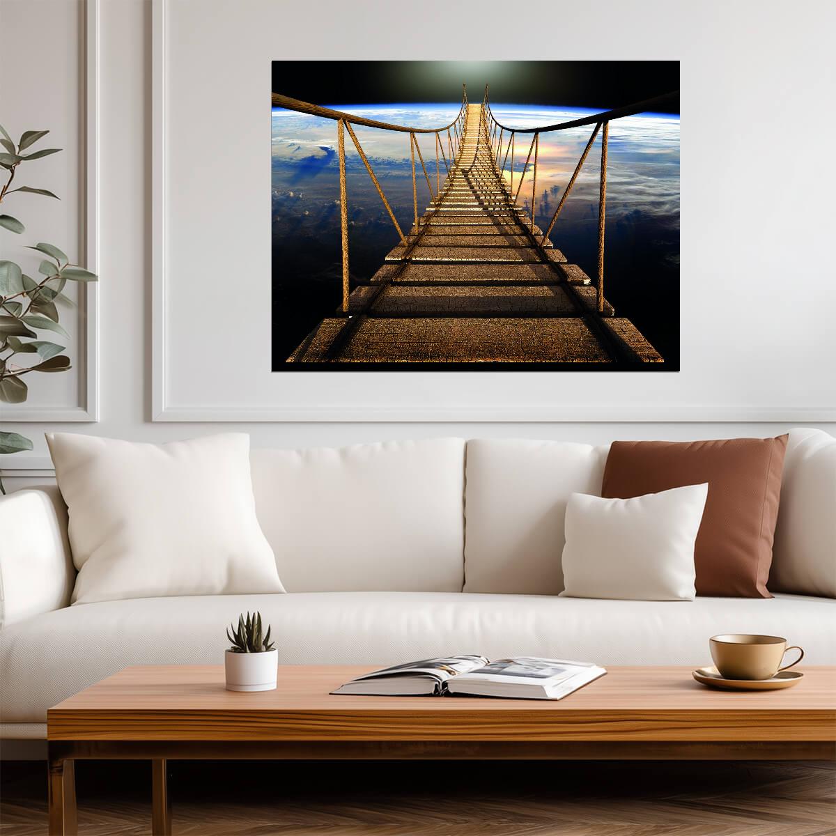 Bridge Over The Earth | Surreal Art Print | Cosmic Landscape Poster