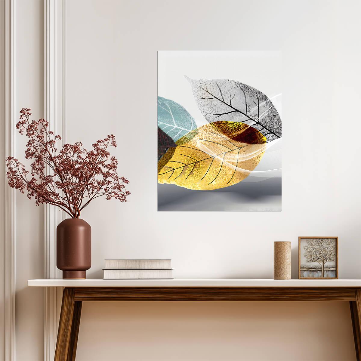 Translucent Botanical Leaves | Minimalist Scandinavian Art | Modern Nature Poster