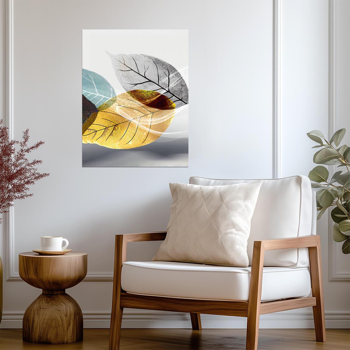 Translucent Botanical Leaves | Minimalist Scandinavian Art | Modern Nature Poster