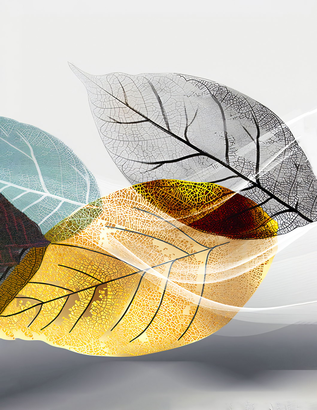 Translucent Botanical Leaves | Minimalist Scandinavian Art | Modern Nature Poster