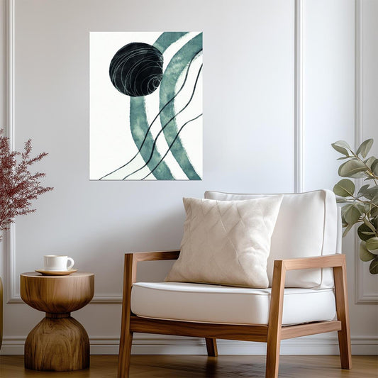 Abstract Ink Lines | Minimalist Black and White Art | Monochrome Nordic Poster