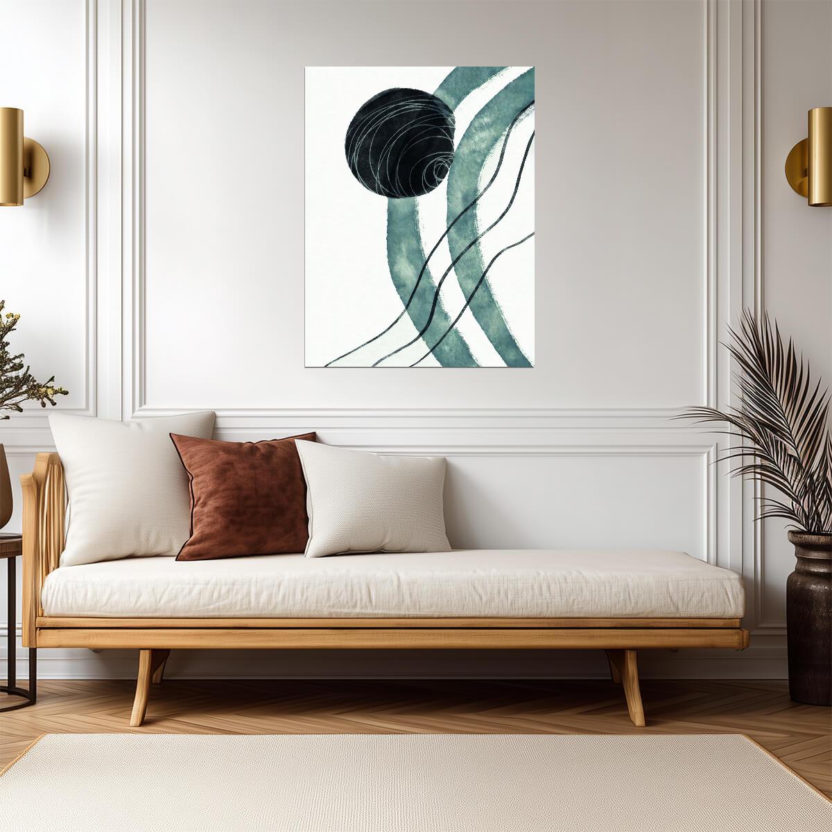 Abstract Ink Lines | Minimalist Black and White Art | Monochrome Nordic Poster