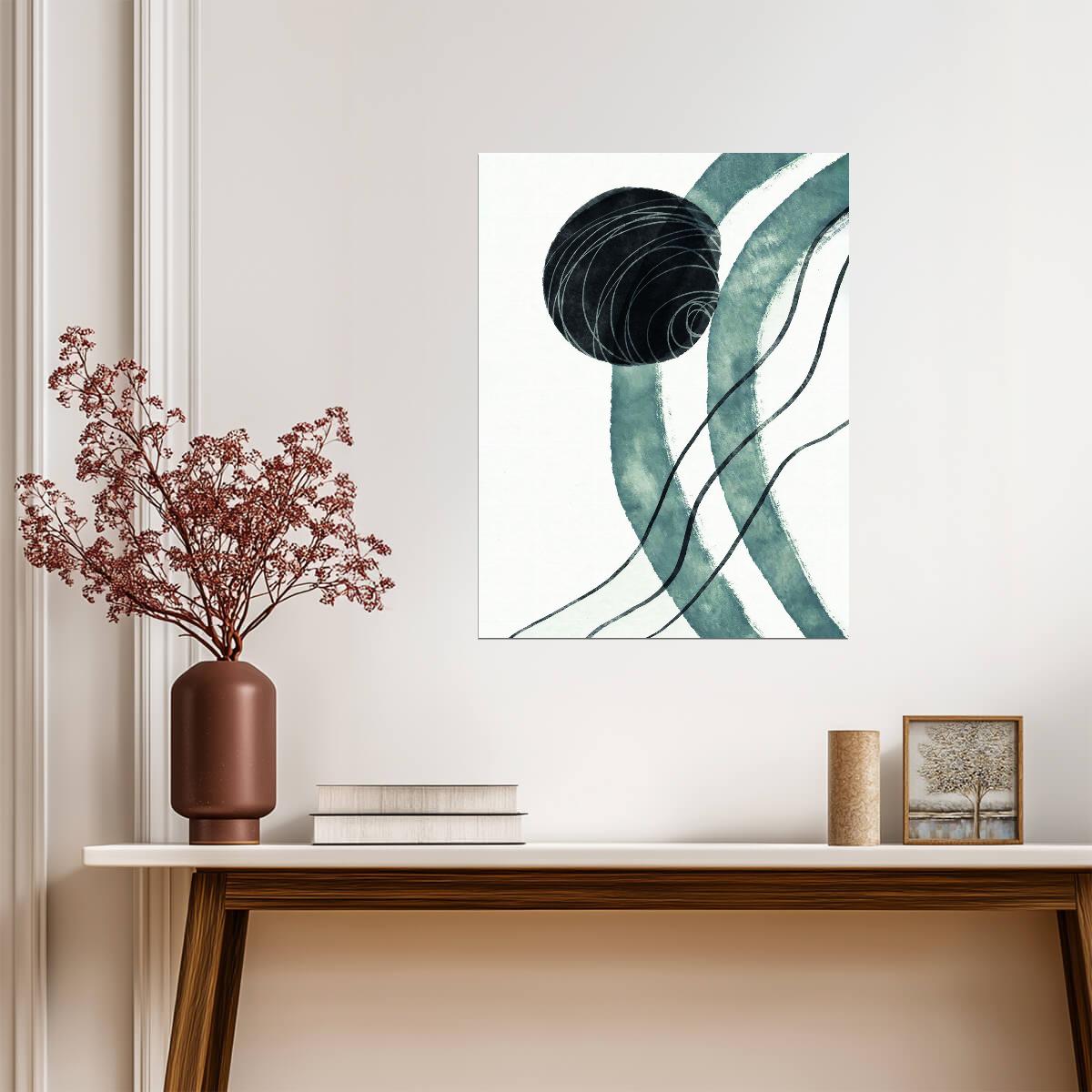 Abstract Ink Lines | Minimalist Black and White Art | Monochrome Nordic Poster