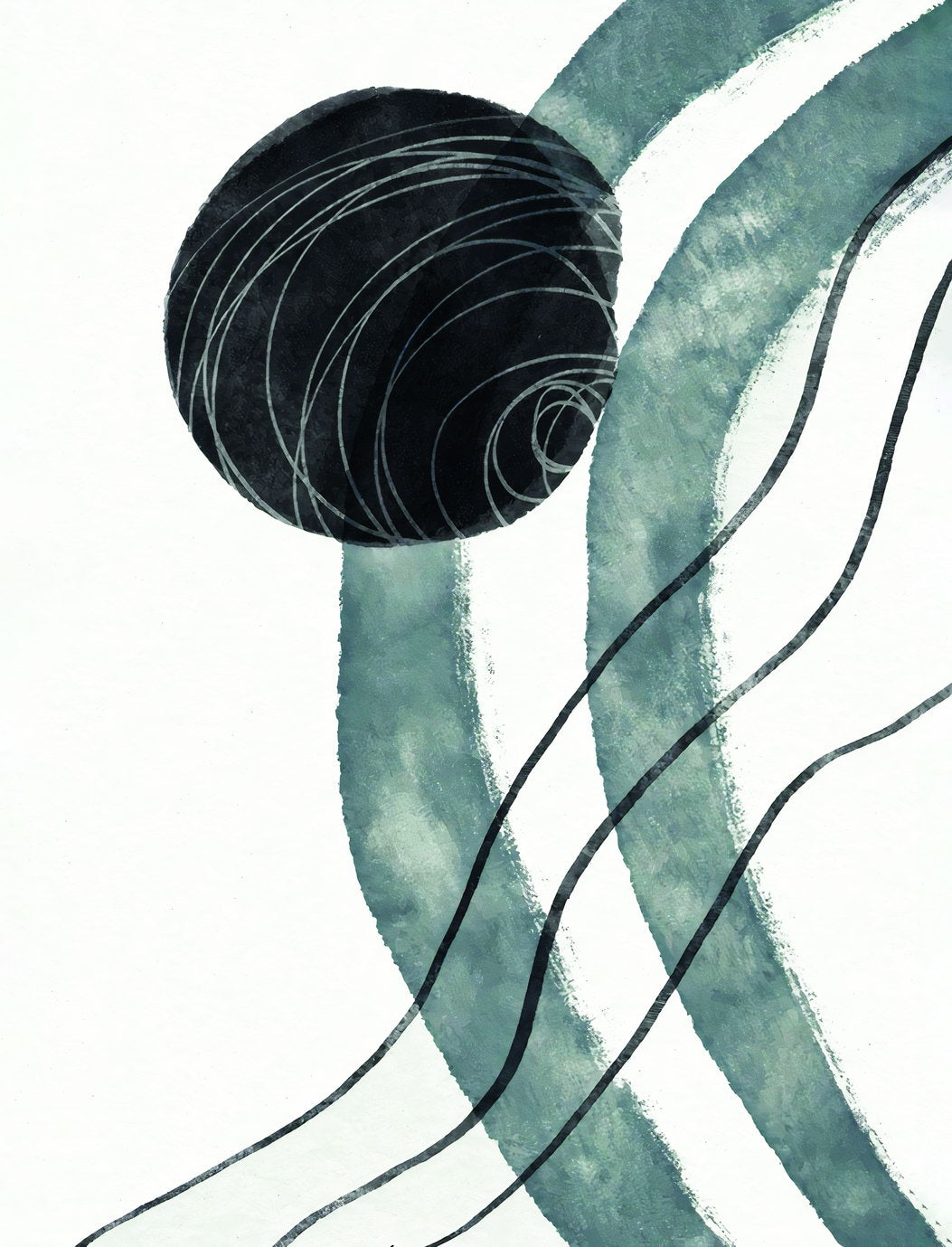 Abstract Ink Lines | Minimalist Black and White Art | Monochrome Nordic Poster