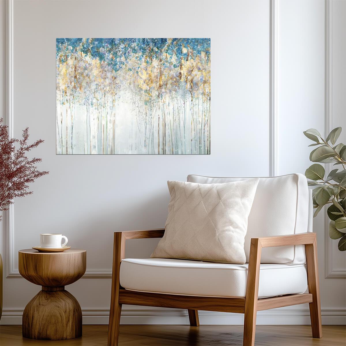 Impressionist Forest Landscape | Abstract Nature Art | Mystical Boho Wall Poster