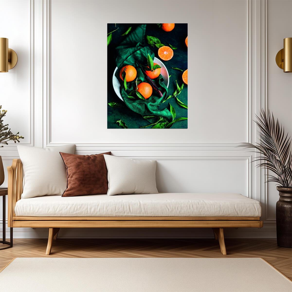 Fresh Mandarin Still Life | Rustic Kitchen Photography | Modern Farmhouse Poster
