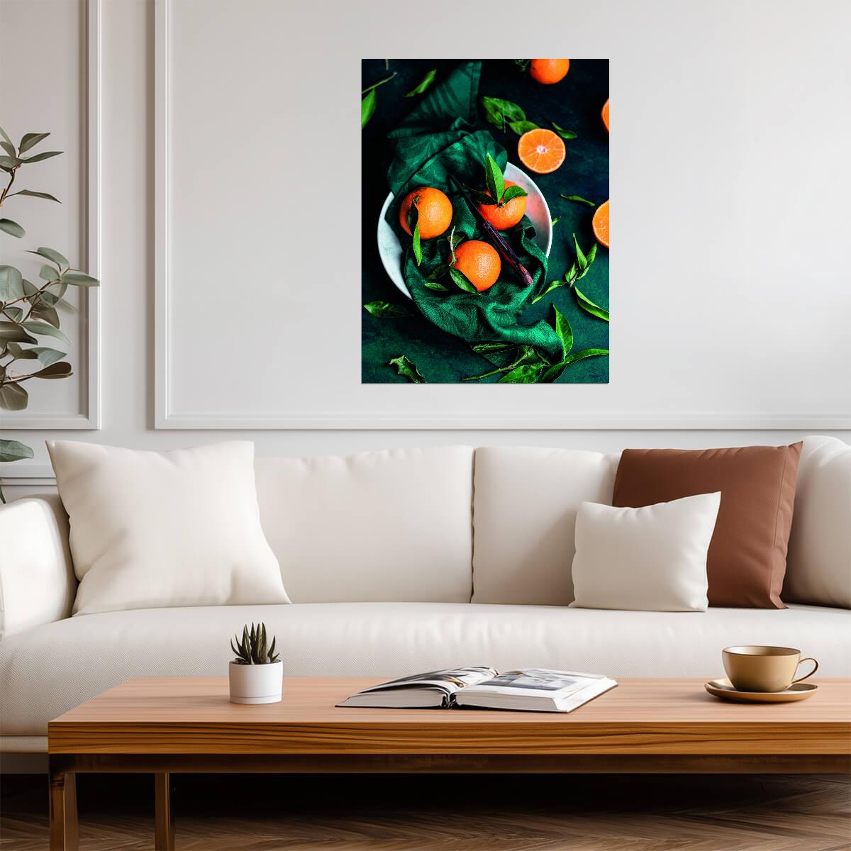 Fresh Mandarin Still Life | Rustic Kitchen Photography | Modern Farmhouse Poster