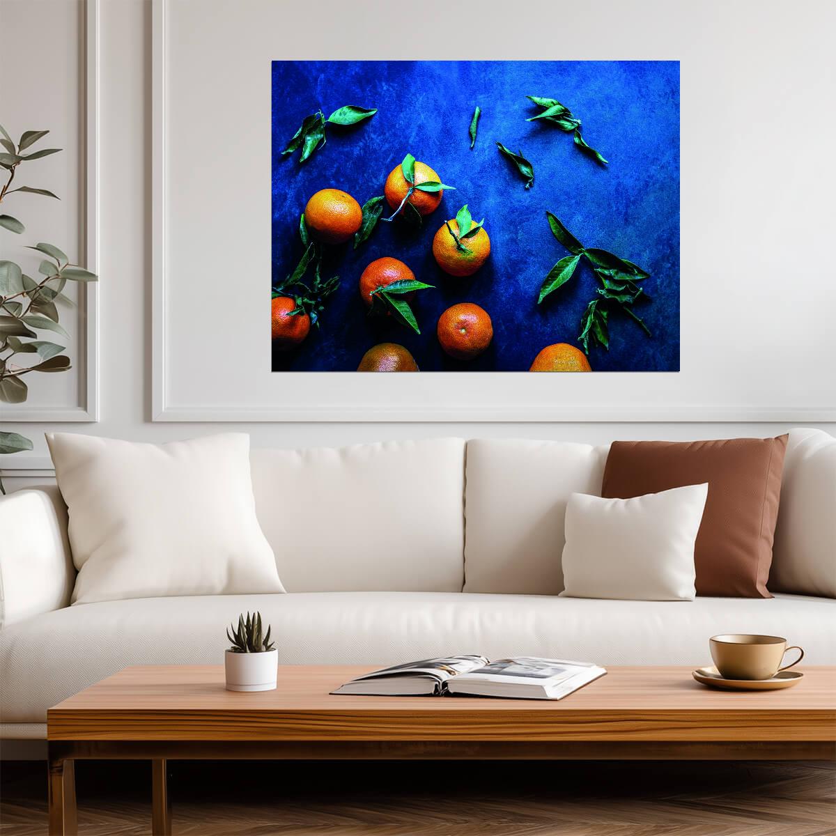 Tangerine Still Life | Colorful Kitchen Photography | Modern Eclectic Fruit Poster