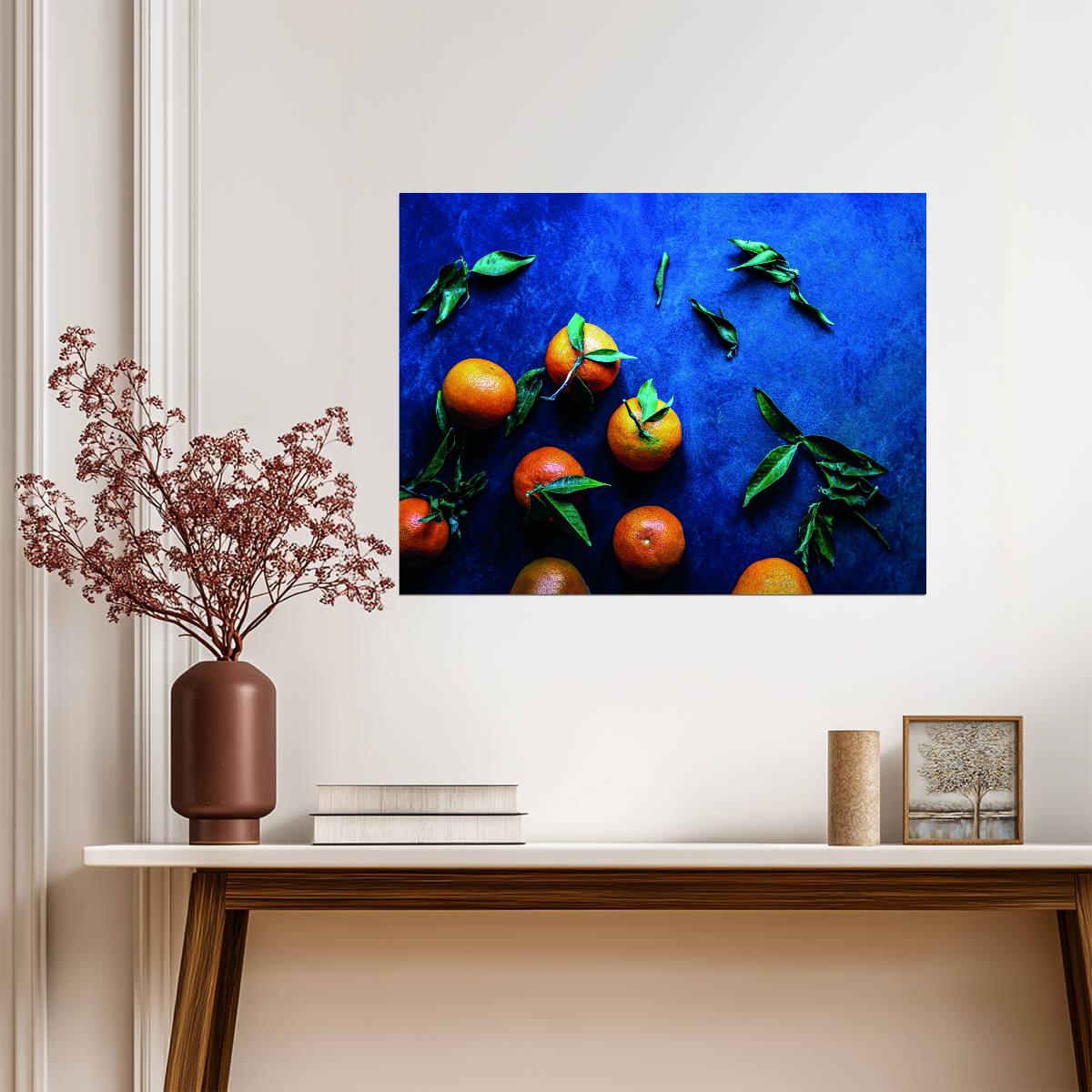 Tangerine Still Life | Colorful Kitchen Photography | Modern Eclectic Fruit Poster