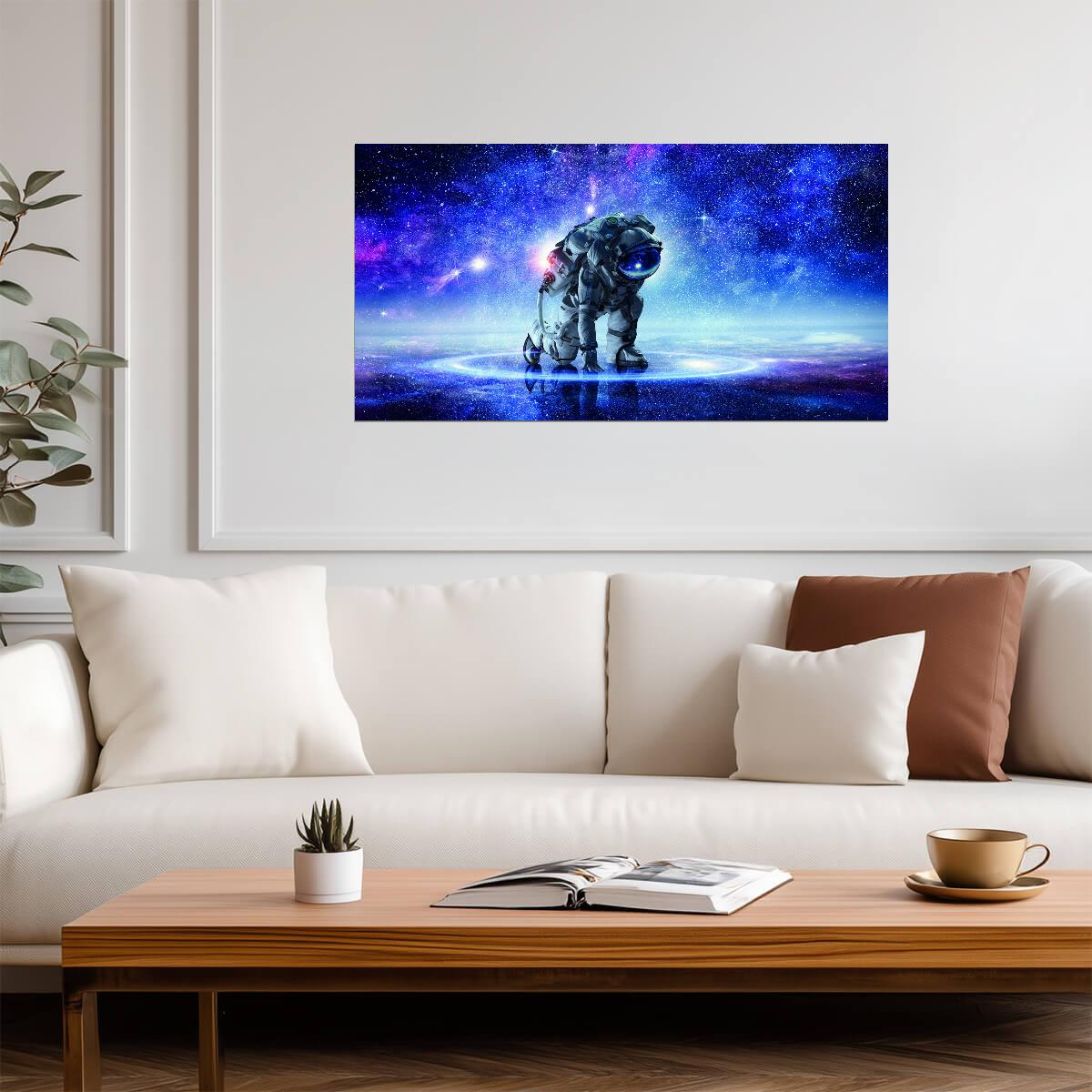 Astronaut in Space | Surreal Cosmic Art Print | Modern Galaxy Wall Poster