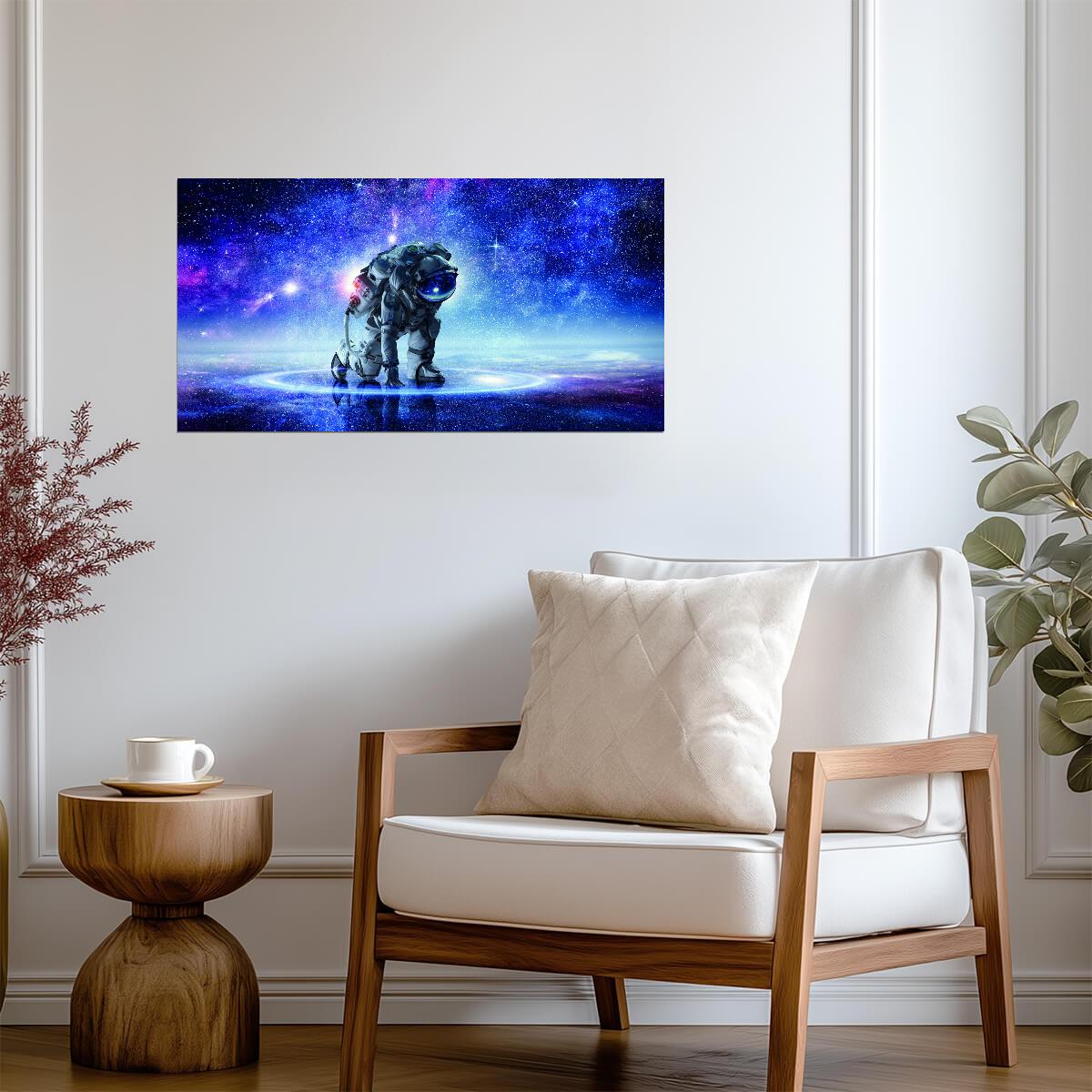 Astronaut in Space | Surreal Cosmic Art Print | Modern Galaxy Wall Poster