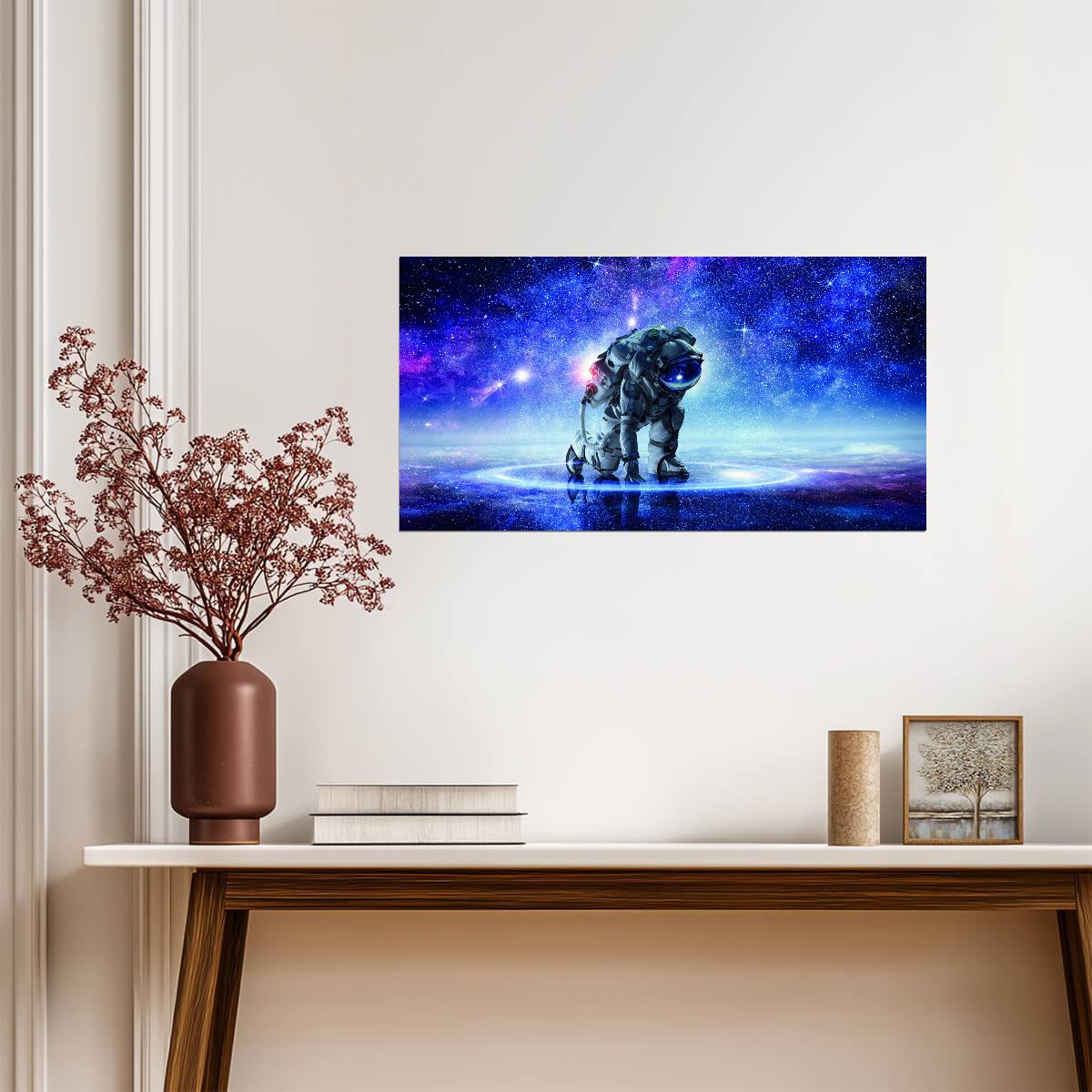Astronaut in Space | Surreal Cosmic Art Print | Modern Galaxy Wall Poster