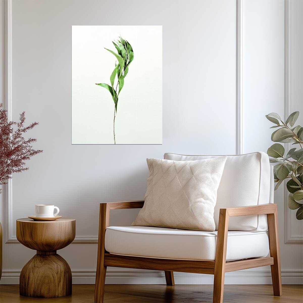 Minimalist Bamboo Leaf | Modern Botanical Photography | Scandinavian Greenery Poster