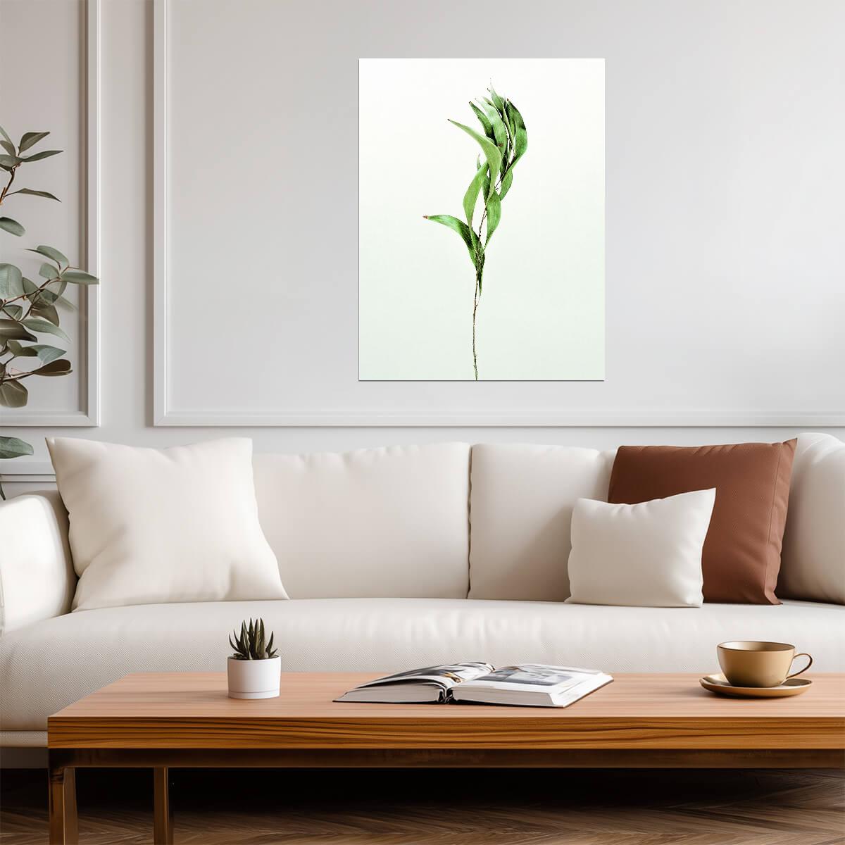 Minimalist Bamboo Leaf | Modern Botanical Photography | Scandinavian Greenery Poster