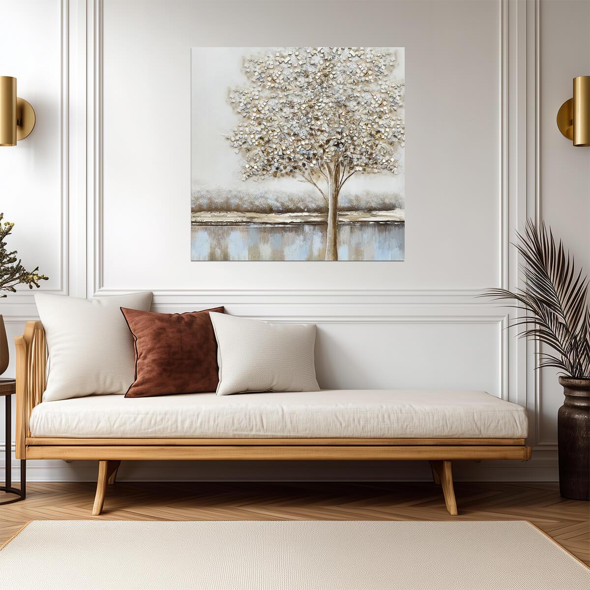 Golden Tree of Life | Elegant Botanical Art Print | Luxury Nature Wall Poster